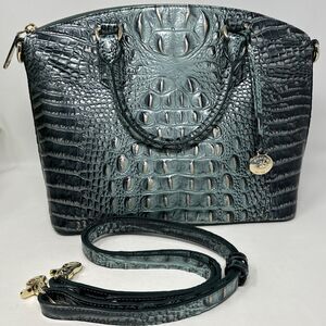 Brahmin Duxbury Satchel Purse Obsidian Blue Two Handle Crossbody Convertible